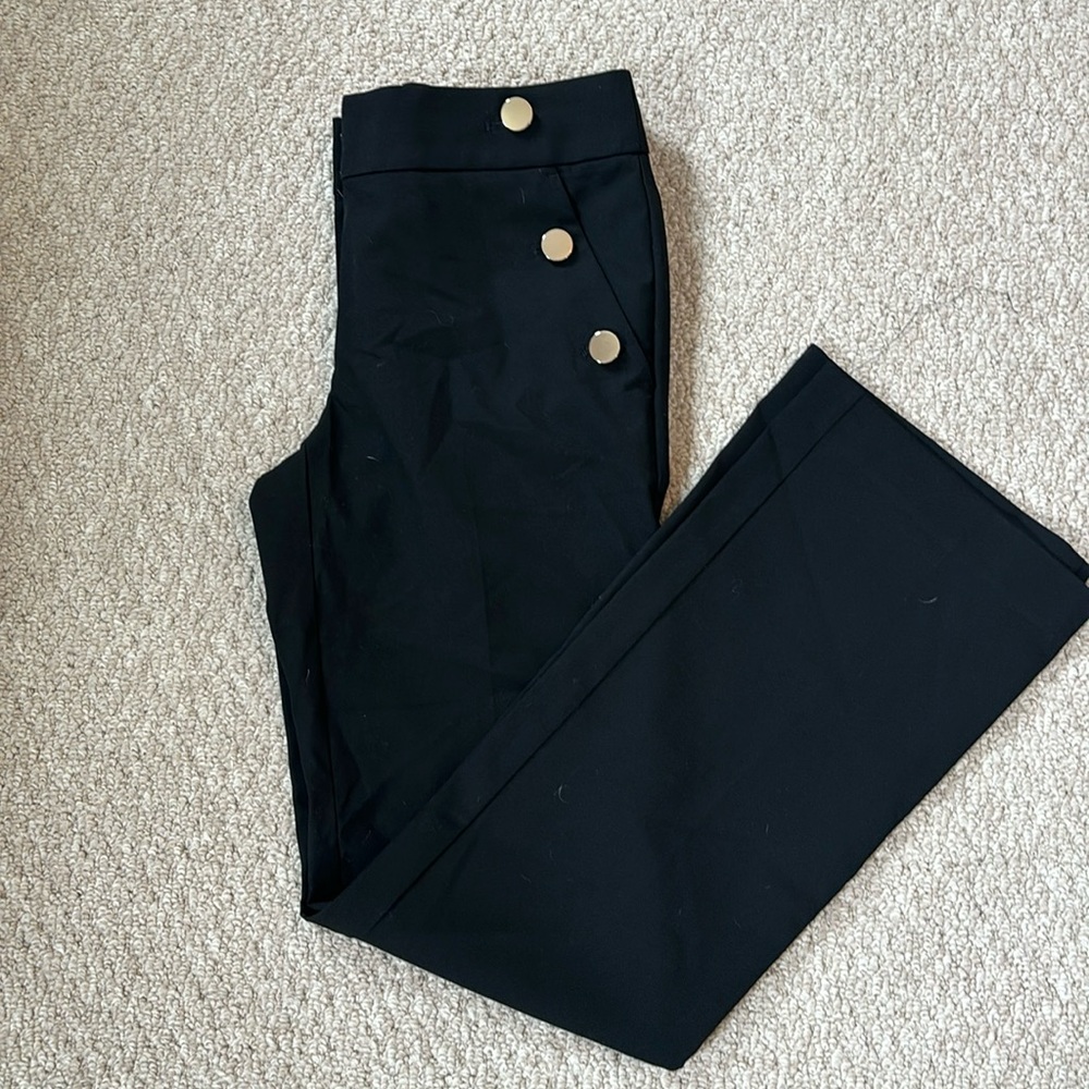 NWT LOFT Marisa Trouser Sailor Black Pants -2